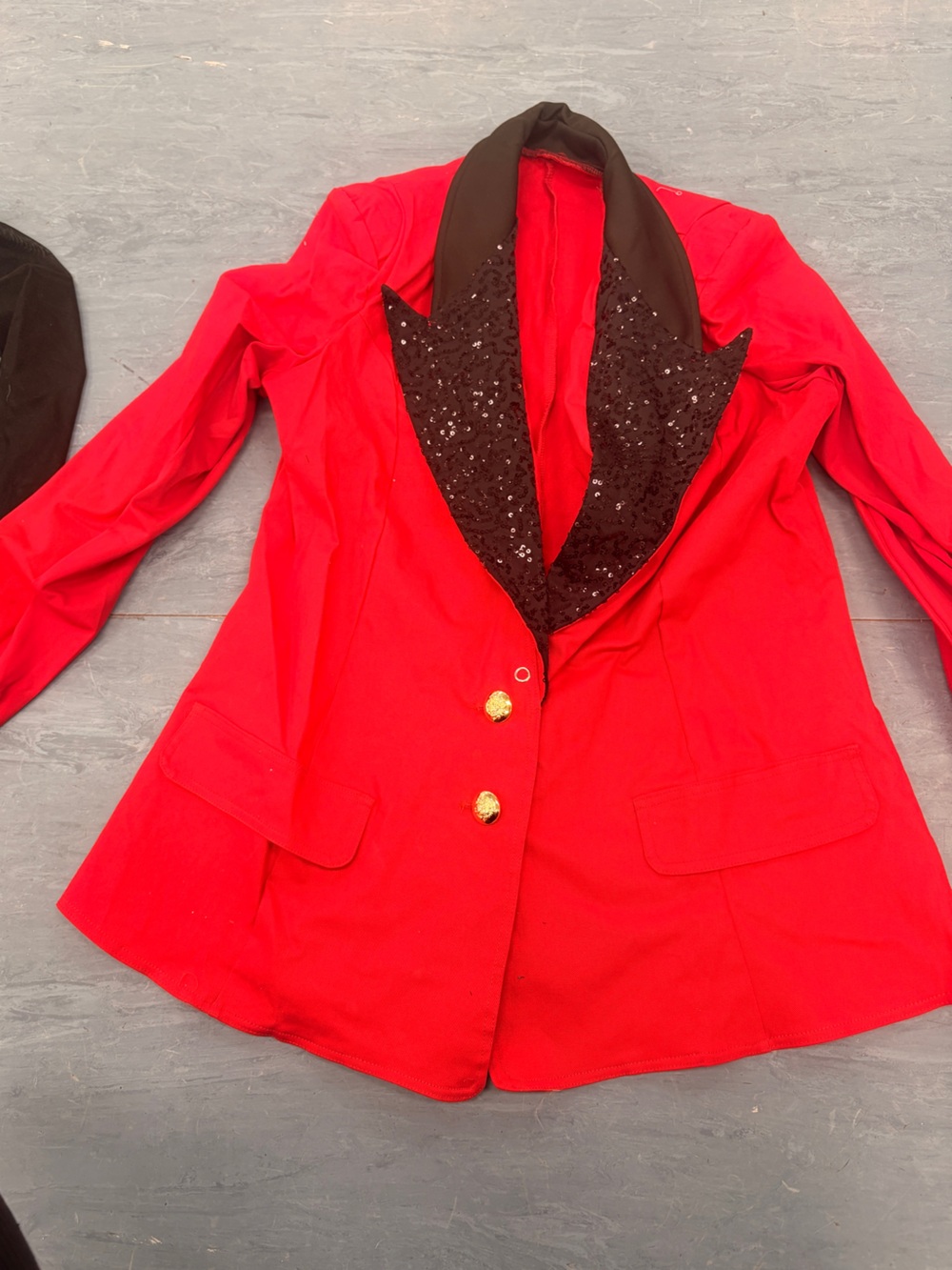 Weissman Red Blazer with Black Sequin Lapel